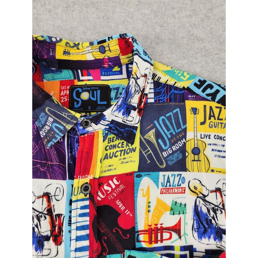 Disney Pixar Soul Movie DVD Music Jazz Hawaiian Shirt Guitar‎ Piano adult SMALL - Picture 2 of 10